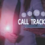 Call tracking image depicting how it works with the words labeled call tracking